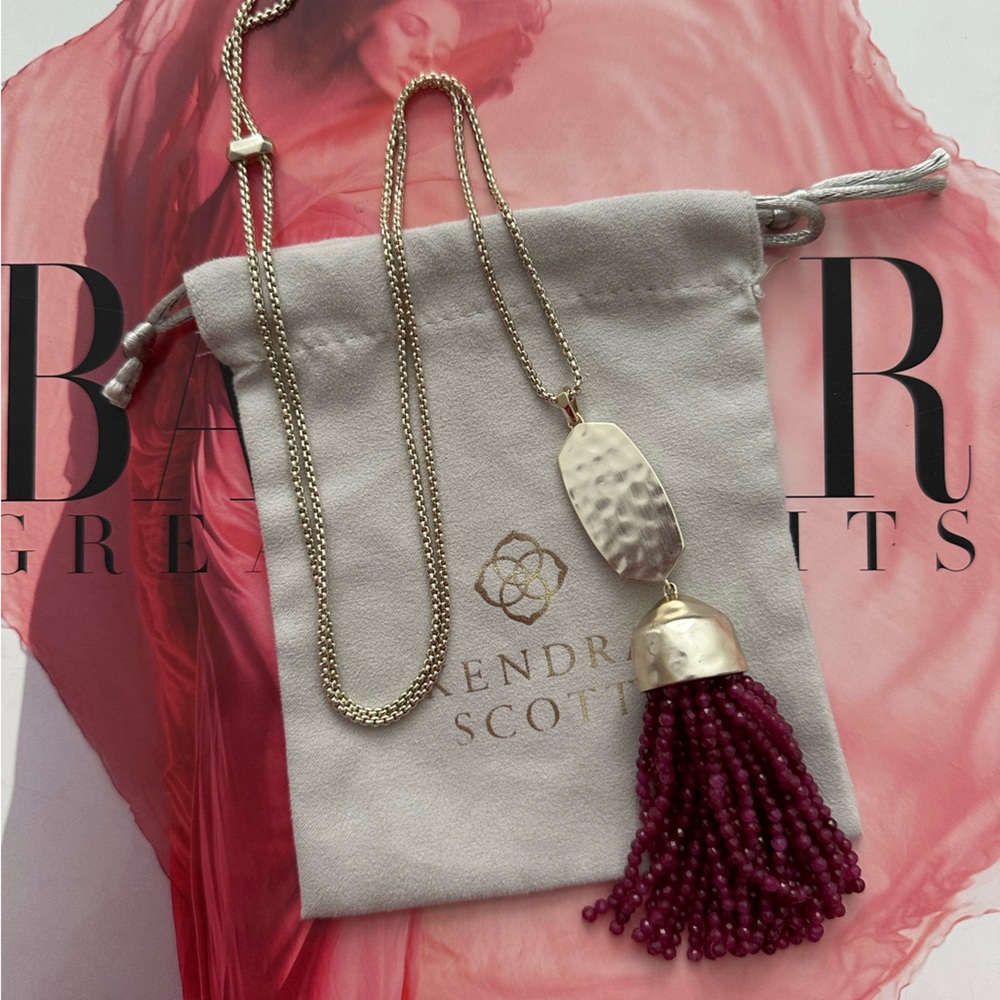 Kendra Scott Gold Monroe Necklace in Maroon Jade